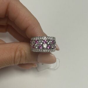 Sterling Silver Pink Sapphire Created White Sapphire Ring Size NWT
